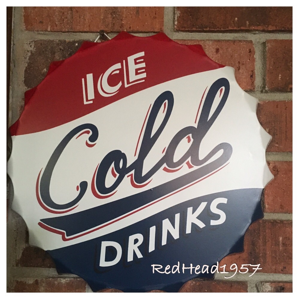 HTF! 🔥Pioneer Woman Metal bottle cap sign Red White Blue14.5" 🥤💃🏻 NWT!